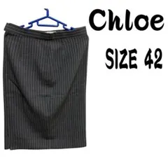 Chloe クロエ ストライプ タイトスカート グレー 42 ウール100%のサムネイル