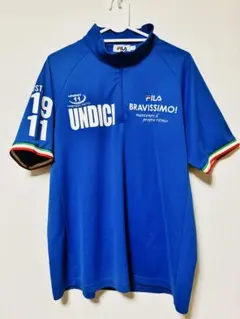 FILA 青 ジップアップ Tシャツ　サイズＯ