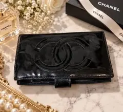 商品名 CHANEL シャネル デカココ エナメル がま口長財布 블랙