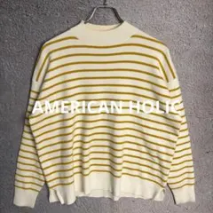AMERICAN HOLIC モックネックボーダーニットプルオーバー 【M】