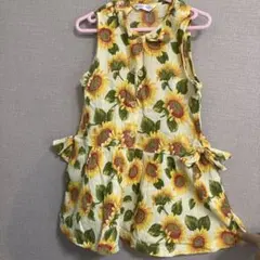 ひまわり柄 ノースリーブワンピース 110サイズ