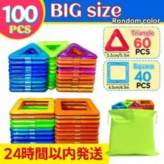 マグネットブロック 100個 知育玩具　磁石　モンテッソーリ　収納袋付き