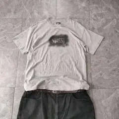 old stussy logo print t shirt gray