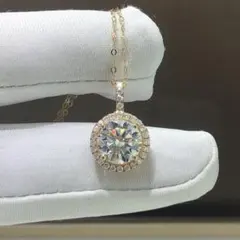 ～【newデザイン】2カラットモアサナイト ネックレス K18PG