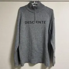 【デサントゴルフ】秋冬2022年袖ライン×ロゴネーム ゴルフニットブルゾンLL