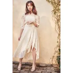 her lip to belted asymmetric lace dress