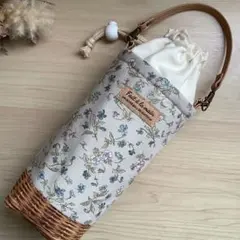 保温　保冷　ペットボトルカバー　ホルダー　水筒ケース　花柄×バスケット