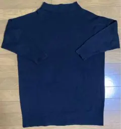 古着 タートルネック ロング ニット セーター ニットワンピース ブラック M