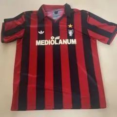 ACミラン　adidas MEDIOLANUM シャツ 赤黒 ストライプ ACミランadidas MEDIOLANUM シャツ 赤黒 ストライプ
