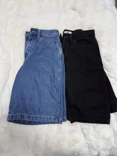 UNIQLO Uショートパンツ ブラック デニムブルー 2点セット