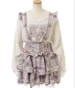 LIZLISA ♥ はしごリボンチェックティアードスカパン