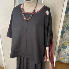 着物リメイク　男物の羽織りと大島紬の七分袖変形チュニック