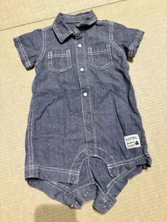デニムブルー コットンロンパース 70cm