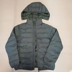 ユニクロダークグリーン フード付きダウンコート 160cm