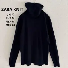 ザラ　ZARA KNIT タートルネックニット　薄手　ウール混　羊毛　ネイビー