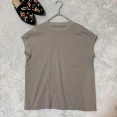 最終セール！a89 無印良品ベージュ ノースリーブ Tシャツ Mサイズ