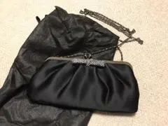 【美品】サテンとビジューのパーティーバッグ