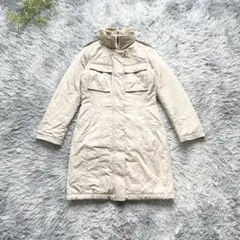 ASPESI【XS】中綿ロングコート ベージュ イタリア風 首元リブデザインのサムネイル