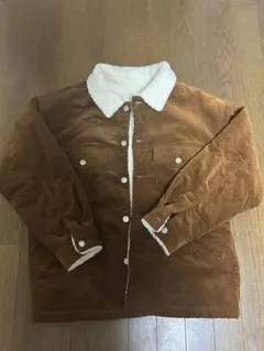 ブラウン コーデュロイ ボア襟ジャケット