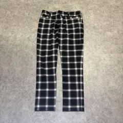 【チェック柄】スリム ストレートパンツ スラックス モノトーン 長ズボン