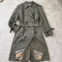 【ビンテージ】バーバリーズ　トレンチコートM 玉虫色　ノバチェック　ダブレスト