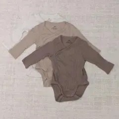 H&M 前開きロンパース 3色セット (ホワイト、ベージュ、ブラウン)