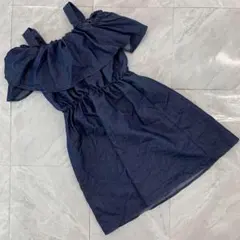 E hyphen world gallery ワンピース ノースリーブ ネイビー