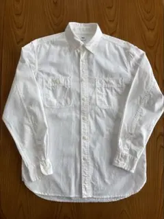 【美品】ユニクロ メンズ 白シャツS 綿100%長袖無地
