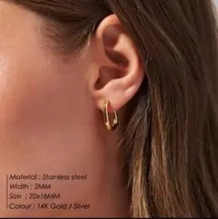 ☆人気☆ シルバーゴールド スクエアフープピアス 金 高品質サージカルステンレス