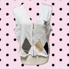 BURBERRY バーバリー ベスト ホワイト ニットベスト ジップアップ