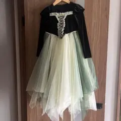 アナ風 プリンセスドレス キッズ ベルベット グラデーション チュールワンピース