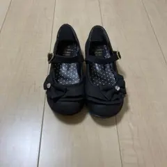 黒 リボン付き フォーマルシューズ　21cm