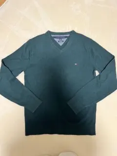 TOMMY HILFIGER ダークグリーン　Vネックニット