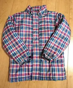 150 女児　赤チェックダウンコート