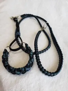 パラコード犬用チヨーカー首輪&カフェリードセット(小型犬)