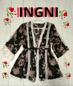 「INGNI (イング)」 花柄レースシフォンカーディガンのサムネイル