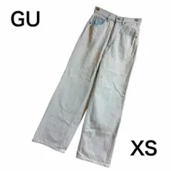 【GU】ハイウエストセミワイドジーンズ （XS）ライトブルー