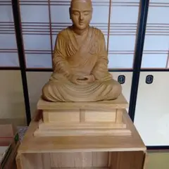 新品・未使用】 日蓮聖人 柘植 上彫り 総高さ約18㎝ 日蓮宗 日蓮上人