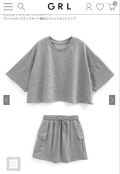Tシャツ×カーゴミニスカート裏毛スウェットセットアップ