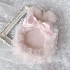 【S5】 硬質ケースデコ リボンデコ ましかく コースター うさ耳 ピンク