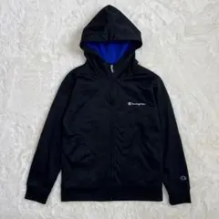 ◆チャンピオン　フルジップパーカー　ロゴ　刺繍　フード　ジャケット　黒　青