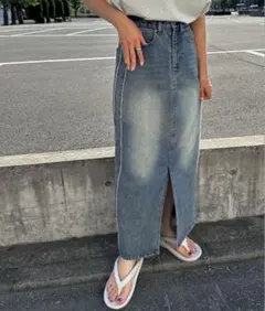 feepurサイドフリンジナローデニムスカート　フェピュール