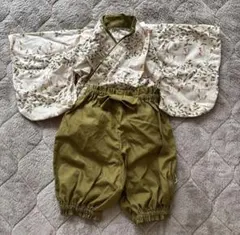 ベビー袴　ボタニカル柄　グリーン　70