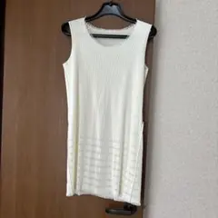 【美品】イッセイミヤケ ノースリーブ ドット カットソー チュニック イッセイミヤケ ハートISSEY MIYAKE HaaT ジャガードコットン