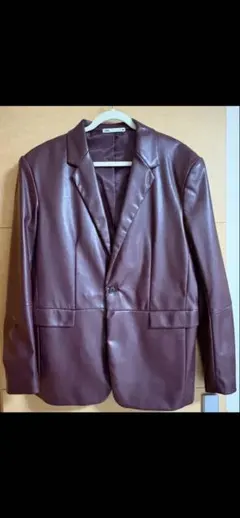 【美品】ZARA ザラ フェイクレザー テーラードジャケット ボルドー