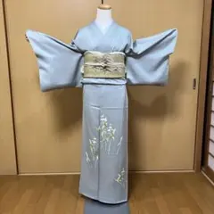付下げ スカイグレー 本加賀友禅の秀品❣️袋帯 京友禅『仁郎』作 2点セット