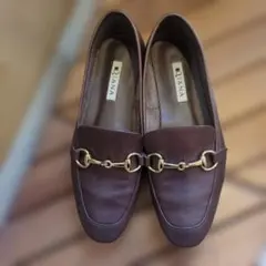 DIANA ブラウン ローファー ゴールドチェーン