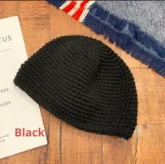 イスラム帽　黒　ブラック　ニットキャップ　シンプル　ストリート