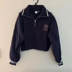 MOUSSY ネイビー ハーフジップ スウェット