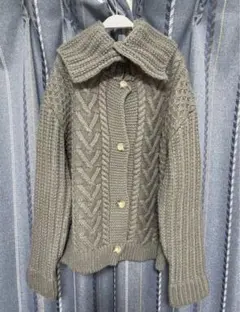 ヴィンテージ古着ウールカーディガン　3Dニット　ケーブルニット　厚手編みセーター